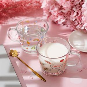 INS New Girl Style Milk Breakfast Creative Print Glass Water Cup