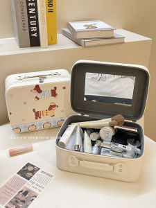 กระเป๋าเครื่องสำอางขนาดใหญ่แบบพกพาพร้อมกระจกสำหรับผู้หญิง กระเป๋าเครื่องสำอางแบบพกพาที่สวยงามและมีความจำเป็นสำหรับการเดินทาง