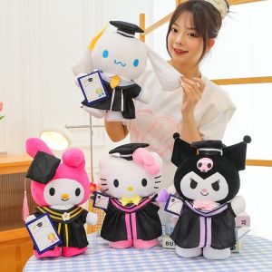 Sanrio Kuromi Plush Dolls 25cm Kawaii My Melody Cinnamoroll Soft Stuffed Animals Anime Figure Pillow Cartoon Decor Kids Toys