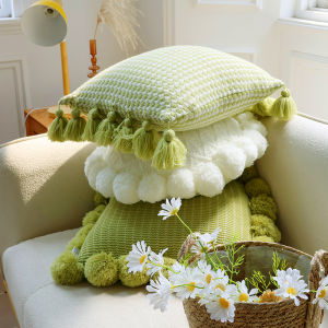 Mint Green Knitted Tassel Pillowcase: A Simple Modern Style Living Room Must-Have