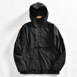 Outdoor Windproof Waterproof Spring Thin Multi-Pocket Mens Jacket Hooded Coat Breathable Standard Fit Fashion Urban Style