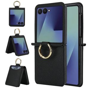 szhaiyu | Leather Wallet Card Slot Phone Case with Ring Holder for Samsung Galaxy Z Flip 8 7 FE 6 5 4 Flip7 Flip6 Flip5 Flip4 Purse Cover