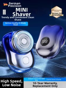 Portable Mini Electric Shaver for Men Stainless Steel Blade Rechargeable Waterproof Shaving Razor with LED Display Six Blades