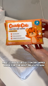 CuddleCub Multipurpose Organic Cotton Dry Wipes Thick and Absorbent for Baby 60 pulls