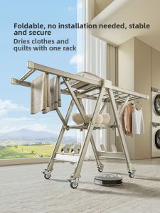BINTAI | Foldable & Height-Adjustable Clothes Drying Rack Indoor Balcony Household Space-Saving