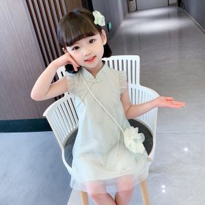 Girl Cheongsam and Dress Summer Clothing Han Dynasty Chinese Style Little Girl Princess Dress Western Style 2024 New Arrival Kids Dress