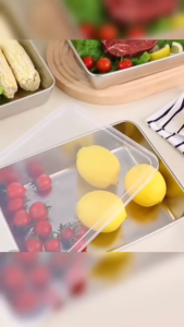 Food Container Stainless Steel Baki Wadah Tutup Plastik Elastis Tahan Panas Anti Karat Food Grade