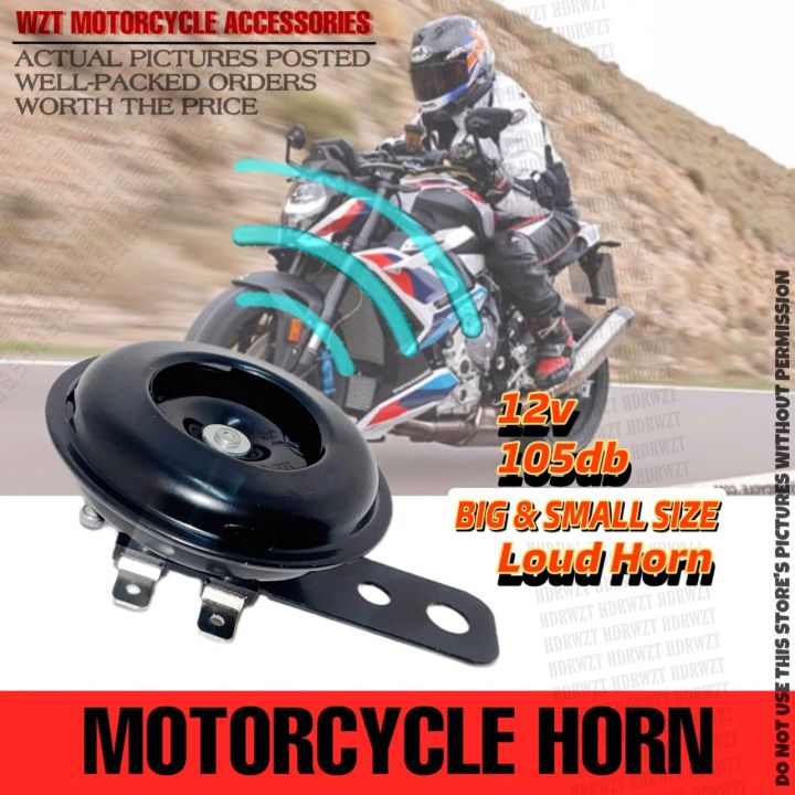 thumbnail image 2 of 12V 105db Universal Motorcycle Horn – 70mm Black Small Electric Horn For Scooter, Moped, ATV – Lucky 13 Racing 2 of 6