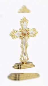 C.N Standing Crucifix Saint Benedict Metal Crucifix Cross Ornament Decoration Car and Office