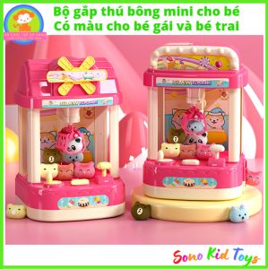 FREESHIP MAX - Máy gắp thú bông mini cho bé có nhạc và đèn có sẵn gấu bông kèm cáp sạc dùng nguồn điện trực tiếp tiết kiệm pin