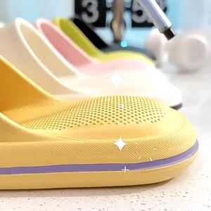 Couple thick-soled slippers for women indoor home summer bathroom bath non-slip simple comfortable soft air cushion outer wear sandals for men