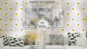 PROMO PAKET 20 LEMBAR Wallfoam 3D batik warna glitter ori perekat kuat ukuran 70cmx35cm
