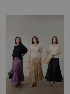 Summer Lightweight Paper Texture Pleated A-Line Skirt