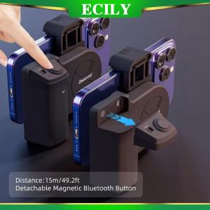 ECILY ที่จับกล้องเซลฟี่สมาร์ทโฟนที่จับยึดกล้องมือถือพร้อมรีโมตชัตเตอร์ที่ถอดออกได้สำหรับโทรศัพท์17/16/15/14อุปกรณ์เสริมถ่ายรูปวิดีโอ Vlog