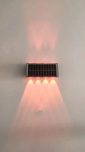 Outdoor solar wall lamp warm light and RGB light application garden courtyard landscape place 4w/6w/8w