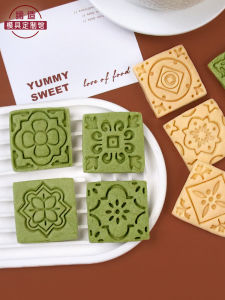 แม่พิมพ์ขนมปังรูปดอกไม้ 3 มิติ ทรงสี่เหลี่ยม ทรงกลม วัสดุ PLA สไตล์การ์ตูน อุปกรณ์อบขนมปังแบบย้อนยุค