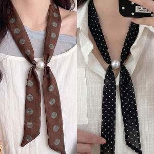 hellocandy | Polka Dot Pearl Decorative Satin Shirt Accessory