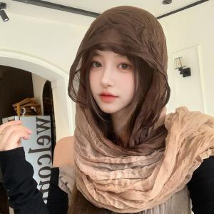 Vintage Retro Style Linen Wrinkle Scarf Long