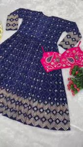 NEW PARTY WEAR *KINJAL DAVE* FULL EMBROIDERED WORK KOTI WITH BLOUSE