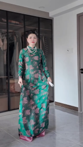 Áo Dài Truyền Thống Duyên Nhã Chất Gấm Dày Dặn Thiết Kế Cổ Cao Tay Dài Dễ Mặc - ÁO DÀI MAILY