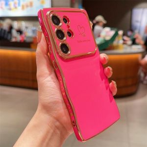 szhaiyu | Plating Soft Wave Case For Samsung Galaxy S22 S23 S24 S25 S26 Ultra Plus A55 Silicone Soft Protective Cover Cute for Women Girl