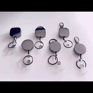 Metal Card Key Ring Clip Retractable Pull Key Ring Chain Reel Extendable Belt Reel ID Lanyard Name Tag Card Badge Holder