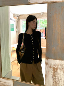Chic Youthful Korean Style Knit Cardigan Black