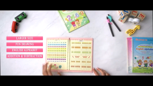 BabySafe คัดลอกหนังสือ 4 ใน 1 หนังสือฝึกนํามาใช้ใหม่ฟรีเช็ดหนังสือการเรียนรู้ด้วยปากกาของเล่นเพื่อการศึกษาสําหรับเด็ก