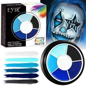 EYIR 6 Màu Mặt Sơn Cơ Thể Bảng Màu Kích Hoạt Bằng Nước SFX Bộ Trang Điểm Với 6 Cọ Dành Cho Halloween Cosplay Lễ Hội Xanh Đen Trắng