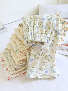 Floral Print Cotton Pajama Pants Womens Loose Fit Summer Thin Home Leisure Trousers Breathable Comfortable Sleepwear