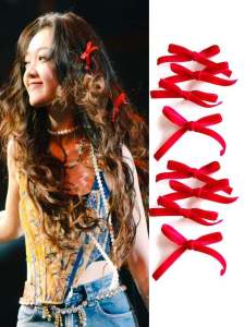 Red Velvet Butterfly Knot Hair Clip: Music Festival Style Fringe Hair Accessory