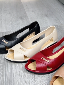 New hot selling womens sandals with soft sole and comfortable sloping heel stylish hollow out anti slip sandals for women