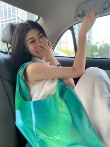 Aimless Randomness Original Abstract Velvet Bag Homemade Print Seaside Minimalist Color Stylish