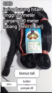 jaring burung hitam 012 1 inci 100x100 untuk ciblek prenjak dll bonus tali