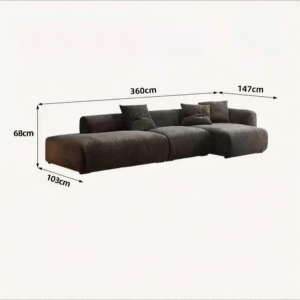 YIZUO | Retro Cream Color L-shape Corner Chaise Straight-line Cubic Sofa