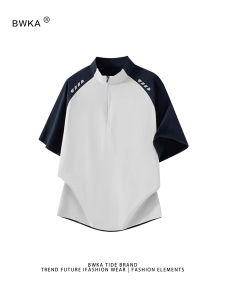 BWKA | Color-blocked Half Zipper Cooling T-Shirt
