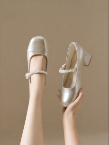 Josiny | Platform Mary Jane Thick Heels White Flats Womens Shoes