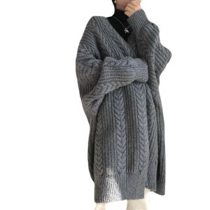 หลวม ความยาวปานกลาง หนาขึ้น เสื้อเปิด คาร์ดิเกน ฤดูใบไม้ผลิ สตรีทสไตล์ คอกลมแขนยาว ทรงเอ เสื้อแจ๊กเก็ตสําหรับผู้หญิง