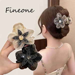 New Five Leaf Flower Mesh Hair Clip Ponytail Hairpin Shark Clip