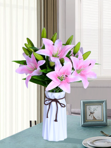 ดอกบัว PU ซิลิโคนสุดหรู ดอกไม้เทียม ดอกไม้แห้ง ตกแต่งบ้าน ดอกไม้ประดับห้องนั่งเล่น ชั้นวางเครื่องประดับ ดอกไม้เทียม ดอกไม้ประดับ