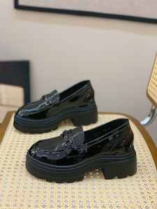 Womens Loafers Heightening England Style Fashion Single Shoes Thick Bottom Platform Casual Slip-On round Toe PU Leather