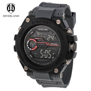 TERLARIS JAM TANGAN PRIA MASA KINI / JAM TANGAN DIVERLAND 9043 DIGITAL SPORT TALI RUBBER / JAM TANGAN PRIA WATER RESIST 30M KEDALAMAN