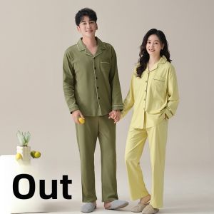 miiow | Couples Pure Cotton Sleepwear Long Sleeve Long Pants Home Clothes Set Spring Autumn Style Casual Comfortable Breathable