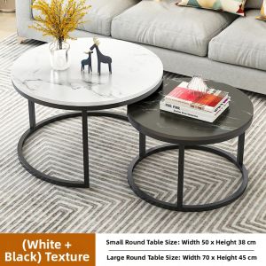 Creative Space-saving Round Living Room Table Marble Iron Art