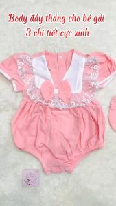 Sét body bé sơ sinh body bé gái sơ sinh màu hồng kèm tất kèm turban đồ đầy tháng bé gái váy bé gái Bodysuit thiết kế cho bé gái sơ sinh 0-9kg