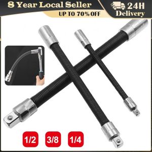 ❤️【Same Day Delivery】 1/4 3/8 1/2 Drive Socket Extension Flexible Rod Adapter CR-V Chrome Vanadium Steel for Electric Drill Ratchet Wrench Repair Tool LZC-Wrench-Spring