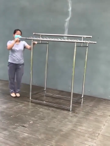 ทำให้หนาขึ้น ราวตากผ้า ราวตากผ้าเหล็ก 200*60*165cm มั่นคง ทนทาน ประกอบง่าย ไม่เป็นสนิม ราวตากผ้าท่อเหล็ก