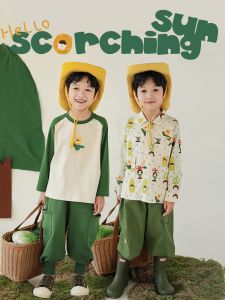 Youyou Boys Long Sleeve round Neck T-Shirt Printed Loose Fit Shoulder Insert Spring Casual Cotton Blend Shirt for Kids