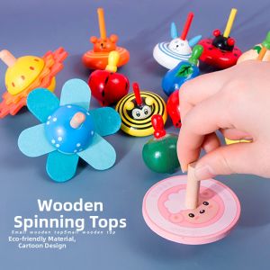 WOWEIAOKUANG | Manual Wooden Spinning Top with LED Colors Traditional Educational Toy