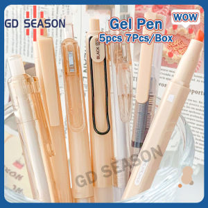 5pcs 7Pcs/Box Minimalist Transparent 0.5mm Gel Pen Signature Pen Student Quick-Drying Black Ink Pen